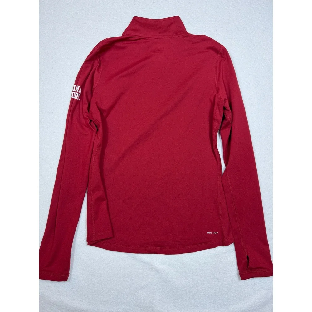 Nike Alabama Crimson Tide Pullover Women‎ Medium Red Dri-FIT 1/2 Zip Thumbholes